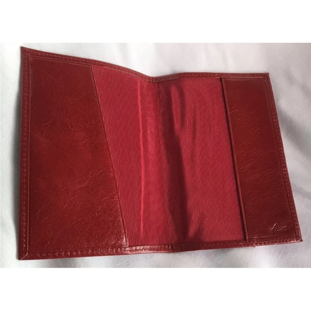 Abas Leather Passport ID Holder Wallet Lined Bifold Made In USA
